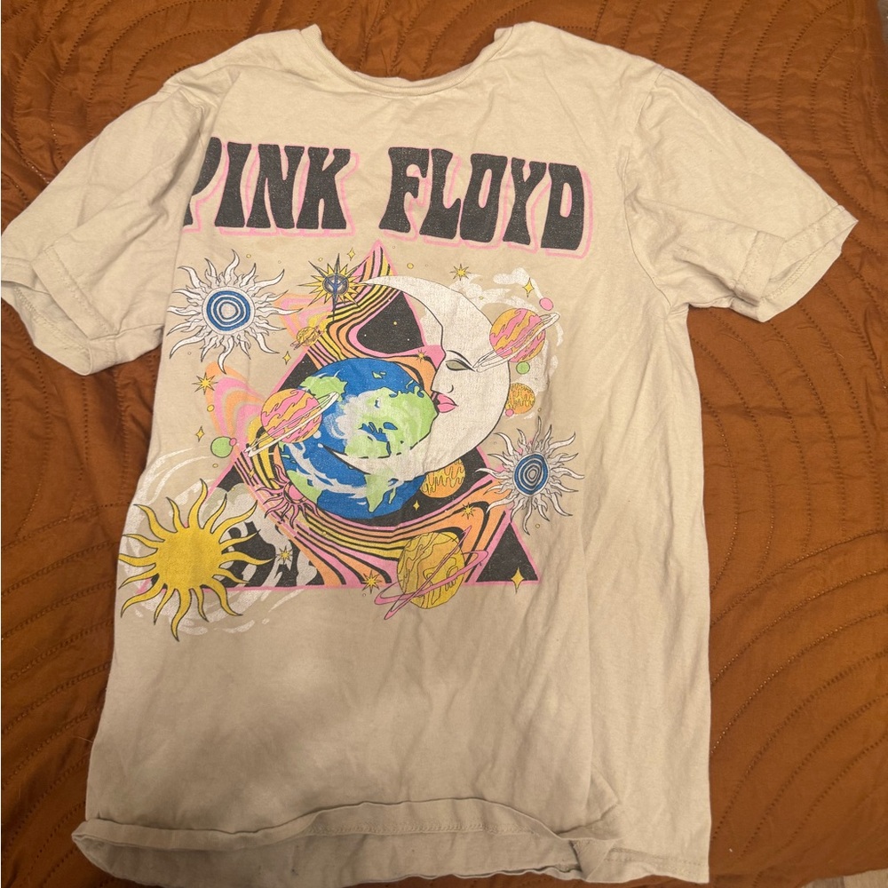 Tan/Colorful Pink Floyd shirt, Brand unknown.